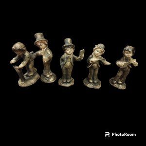 Vintage 1920's Golden Hand Painted Musicians Made in Italy - 5 In Total